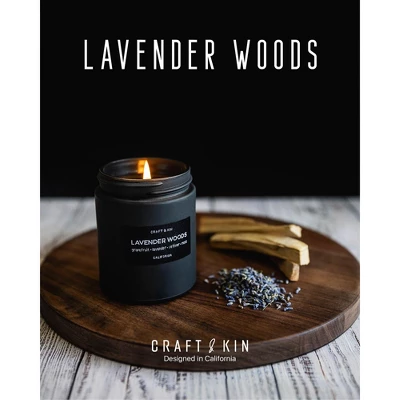 Craft & Kin Wood Wick, All-Natural Soy Aromatherapy Candle In Matte Black Glass Jar - Image 2