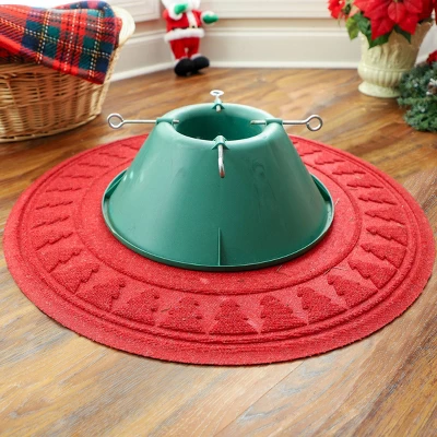 3' Aqua Shield Pine Tree Skirt Round Mat Solid Red - Bungalow Flooring - Image 2