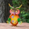 Northlight 11" Orange And Green Metal Owl Outdoor Decoration