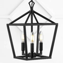 10" 3-Light Ojai Iron Classic Modern Lantern LED Pendant - JONATHAN Y