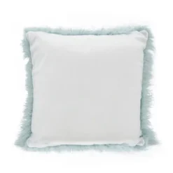 Saro Lifestyle Mongolian Faux Fur Throw Pillow, Ice Blue, 22" X 22"