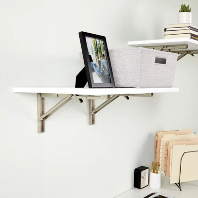 Built Industrial 2 Pack Folding L Wall Shelf Bracket, 12 Inch Collapsible Hardware With Locking Hinge For Garage Shelves, Holds 120lbs - Image 4