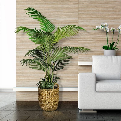 60" X 36" Artificial Areca Palm In Basket With Handles - LCG Florals - Image 3