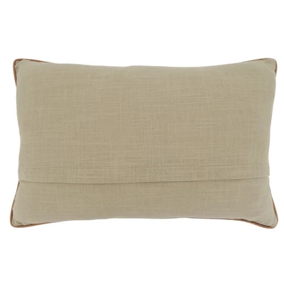 Saro Lifestyle Embroidered Bird + Branch Pillow - Down Filled, 14"x22" Oblong, Natural
