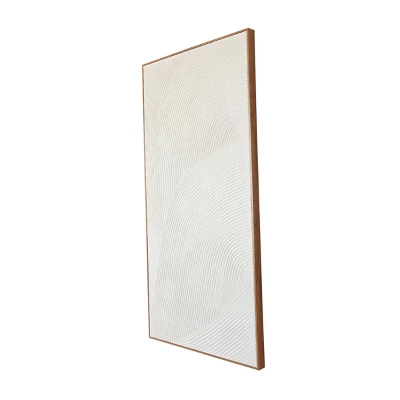 Canvas Geometric Deco Inspired Line Framed Wall Art With Gold Frame White - Olivia & May