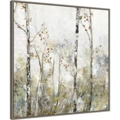 30" X 30" Soft Birch Forest II By Allison Pearce Framed Canvas Wall Art Print - Amanti Art