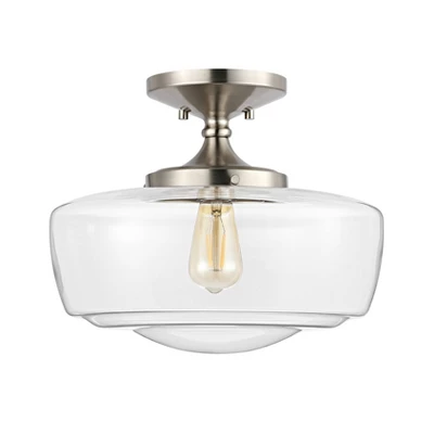 14" Marfa Glass/Iron Farmhouse Modern LED Flush Mount - JONATHAN Y - Image 6