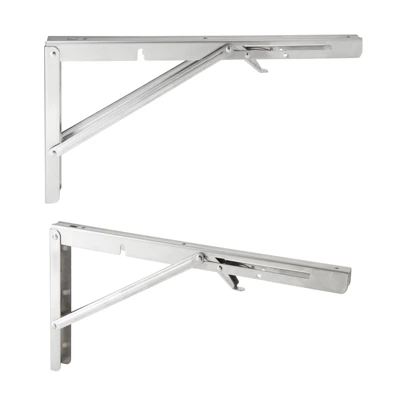 Built Industrial 2 Pack Folding L Wall Shelf Bracket, 12 Inch Collapsible Hardware With Locking Hinge For Garage Shelves, Holds 120lbs - Image 7