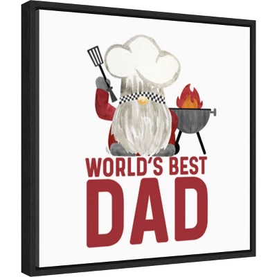 16" X 16" Father's Day Gnome Dad By Tara Reed Framed Canvas Wall Art Black - Amanti Art