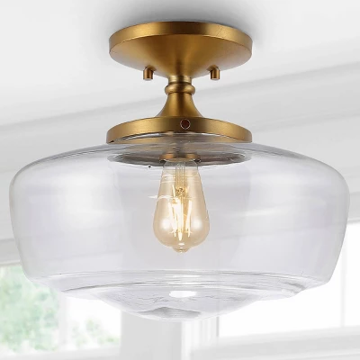 14" Marfa Glass/Iron Farmhouse Modern LED Flush Mount - JONATHAN Y - Image 12