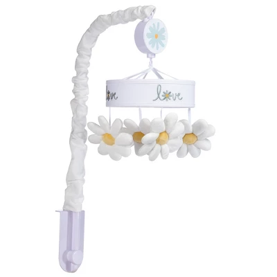 Lambs & Ivy Sweet Daisy White Floral Musical Baby Crib Mobile Soother Toy - Image 3