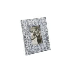 4 X 6 Inch Decorative Distressed Whitewashed Metal Pattern Picture Frame - Foreside Home & Garden
