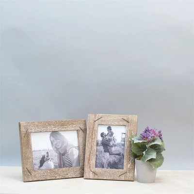 5 X 7 Inch Decorative Distressed Wood Picture Frame With Nail Accents - Foreside Home & Garden