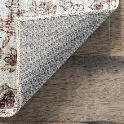 NuLOOM Paisley Machine Washable Faded Floral Border Medallion Area Rug - Image 6