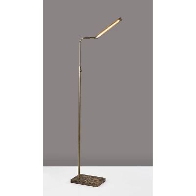 Reader Floor Lamp (Includes LED Light Bulb) Antique Brass - Adesso - Image 2