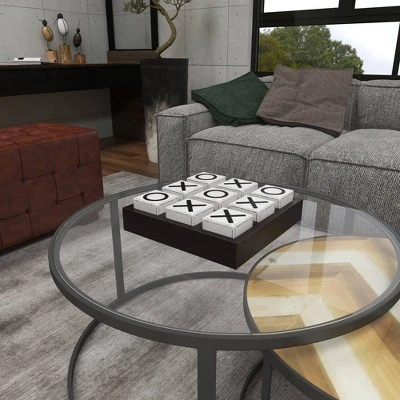 14" Contemporary Wooden Tic Tac Toe Sculpture Black - Olivia & May - Image 12