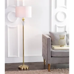 60" Evelyn Crystal/Metal Floor Lamp (Includes LED Light Bulb) Gold - JONATHAN Y