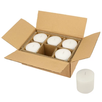 6pk Unscented Flat Top Smooth Pillar Candles White - Stonebriar Collection - Image 5