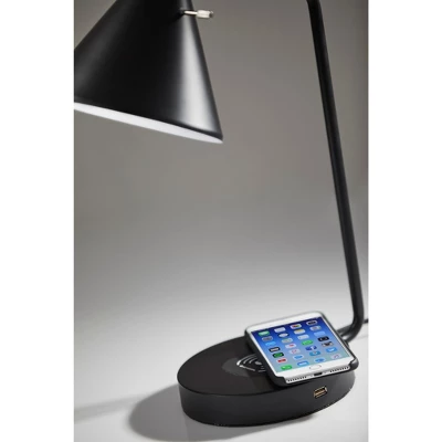 19" Wireless Charging Table Lamp Matte Black - Adesso - Image 2