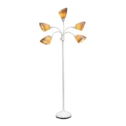 67" Contemporary Multi 5-Head Adjustable Gooseneck Floor Lamp With Shades Gray - Simple Designs