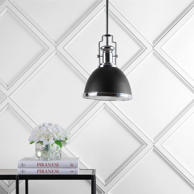 10" Adjustable Iron And Glass Homer Vintage Classic LED Pendant Chrome And Brass - Jonathan Y - Image 2