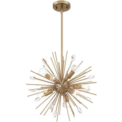 Possini Euro Design Janae Warm Gold Sputnik Chandelier 18" Wide Modern Crystal 9-Light Fixture For Dining Room House Foyer Kitchen Island Entryway - Image 5