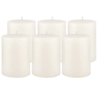 6pk Unscented Flat Top Smooth Pillar Candles White - Stonebriar Collection - Image 8