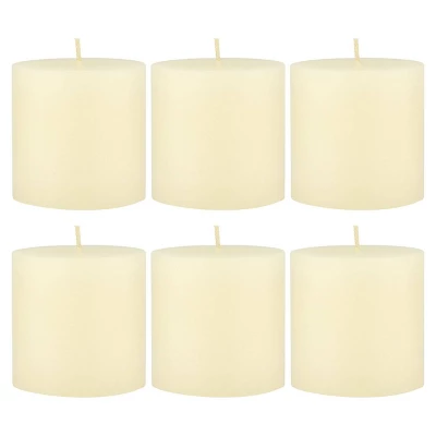 6pk Unscented Flat Top Smooth Pillar Candles Ivory - Stonebriar Collection - Image 7