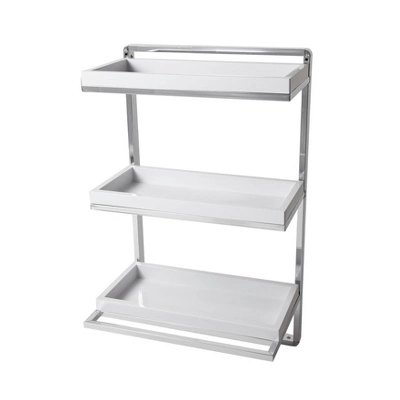 10.5" X 16" 3 Tier Wall Shelving Unit With Towel Rack And Trays Chrome/White - Danya B. - Image 3