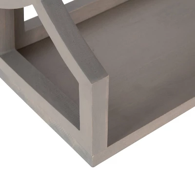 25" X 28" Raines Wood Decorative Wall Shelf Gray - Kate & Laurel All Things Decor - Image 4