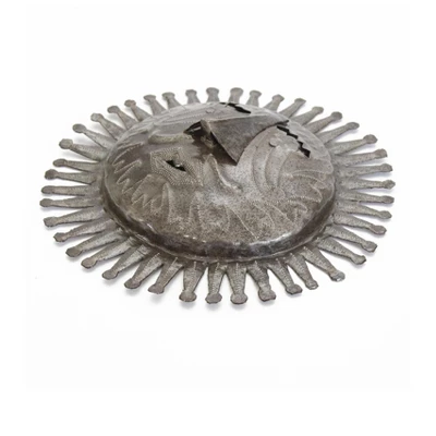 Global Crafts Aztec Sun Haitian Steel Drum Indoor/Outdoor Wall Art, 10 Inch - Image 3