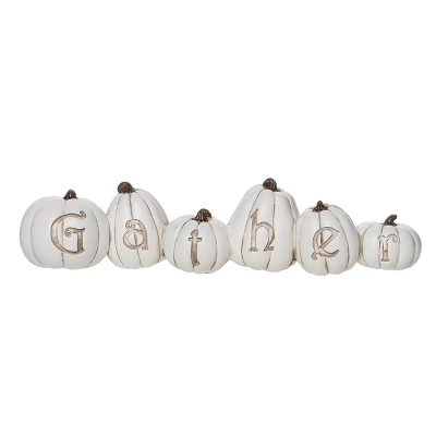 Transpac Resin 10.5 In. White Harvest Gather Pumpkins Decor