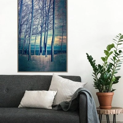 22" X 33" Winter Trees At Lake Michigan By Michelle Calkins Framed Canvas Wall Art Gray Wash - Amanti Art - Image 6