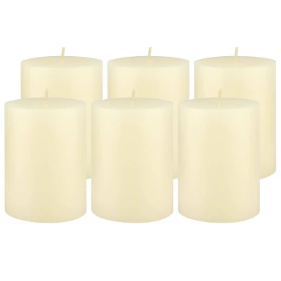 6pk Unscented Flat Top Smooth Pillar Candles Ivory - Stonebriar Collection - Image 8