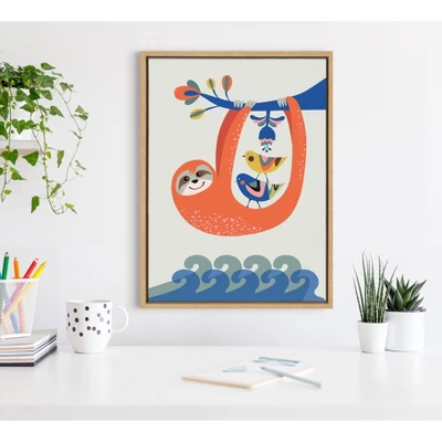 18" X 24" Sylvie Little Sloth Framed Canvas Wall Art By Rachel Lee Natural - Kate And Laurel - Image 5