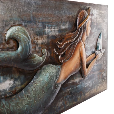 47" Three Dimensional Mermaid Handmade Decorative Wall Art - StyleCraft - Image 3
