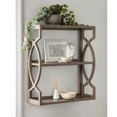 25" X 28" Raines Wood Decorative Wall Shelf Gray - Kate & Laurel All Things Decor - Image 6