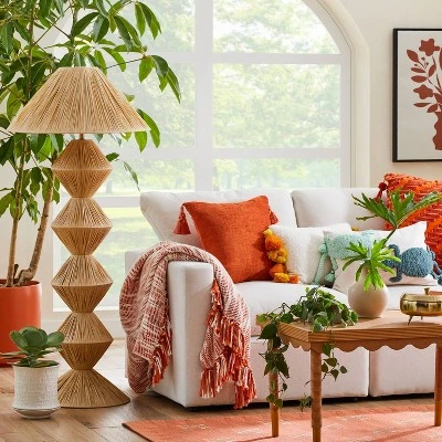 Faux Raffia Floor Lamp Brown (Includes LED Light Bulb) - Opalhouse⢠Designed With Jungalow