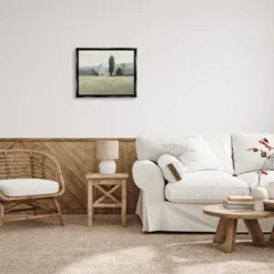 Stupell Industries Farmside Landscape White Barn Green Meadow