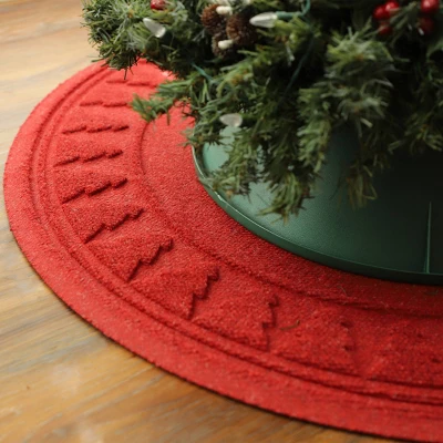 3' Aqua Shield Pine Tree Skirt Round Mat Solid Red - Bungalow Flooring