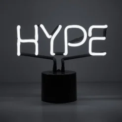 Amped Co 9.6" X 8.3" HYPE Real Neon Light Novelty Desk Lamp, White