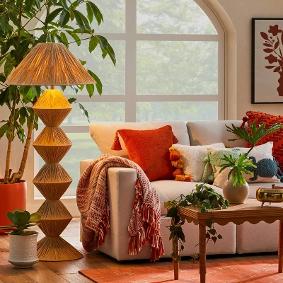 Faux Raffia Floor Lamp Brown (Includes LED Light Bulb) - Opalhouse⢠Designed With Jungalow - Image 2