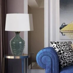 27" Pair Of Potenza Glass Table Lamp Clear - Cal Lighting