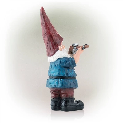 12" Hunting Shirt Magnesium Oxide Garden Gnome Statue Blue - Alpine Corporation - Image 3