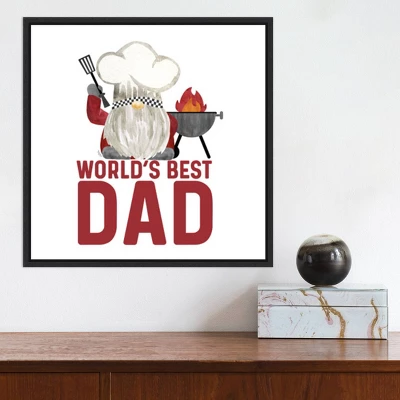 16" X 16" Father's Day Gnome Dad By Tara Reed Framed Canvas Wall Art Black - Amanti Art - Image 4