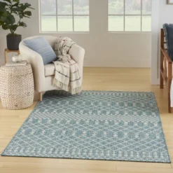 Nourison Positano Moroccan Trellis Flatweave Outdoor Rug