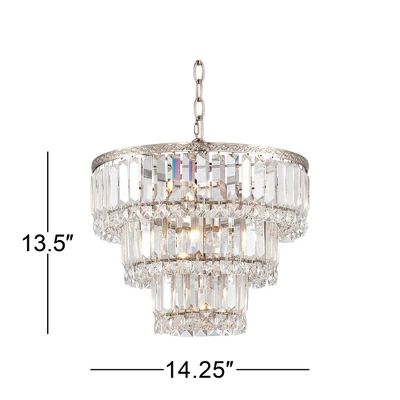 Vienna Full Spectrum Magnificence Satin Nickel Chandelier 14 1/4" Wide Modern Faceted Crystal Glass 7-Light LED Fixture For Dining Room House Kitchen - Image 4