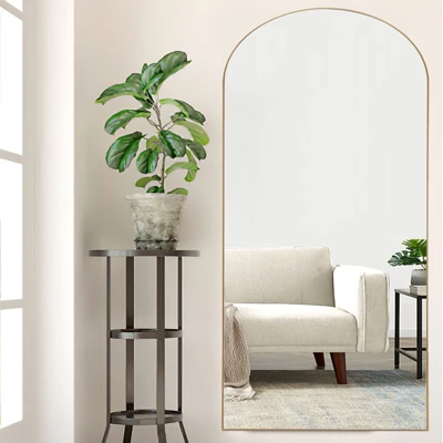 Nabila 71 In. X 31 In. Extra Large Arched Mirror, Modern Full Length Mirror With Wood Frame - The Pop Home - Image 2