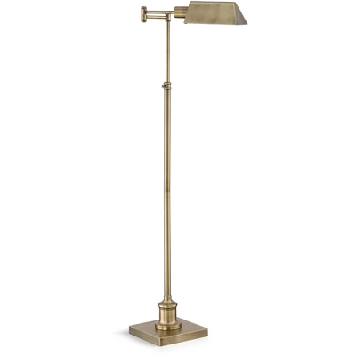 Regency Hill Jenson Traditional Pharmacy Floor Lamp 54" Tall Aged Brass Adjustable Swing Arm Metal Shade For Living Room Reading Bedroom Office - Image 4