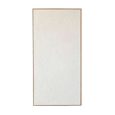 Canvas Geometric Deco Inspired Line Framed Wall Art With Gold Frame White - Olivia & May - Image 3
